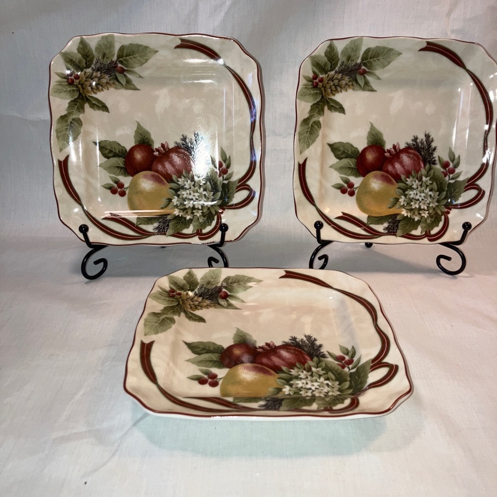 Set of 3 222 Fifth Yuletide Celebration Appetizer/Desert Plates.